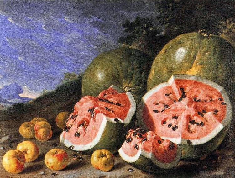 Luis Melendez Still Life with Watermelons and Apples, Museo del Prado, Madrid. China oil painting art